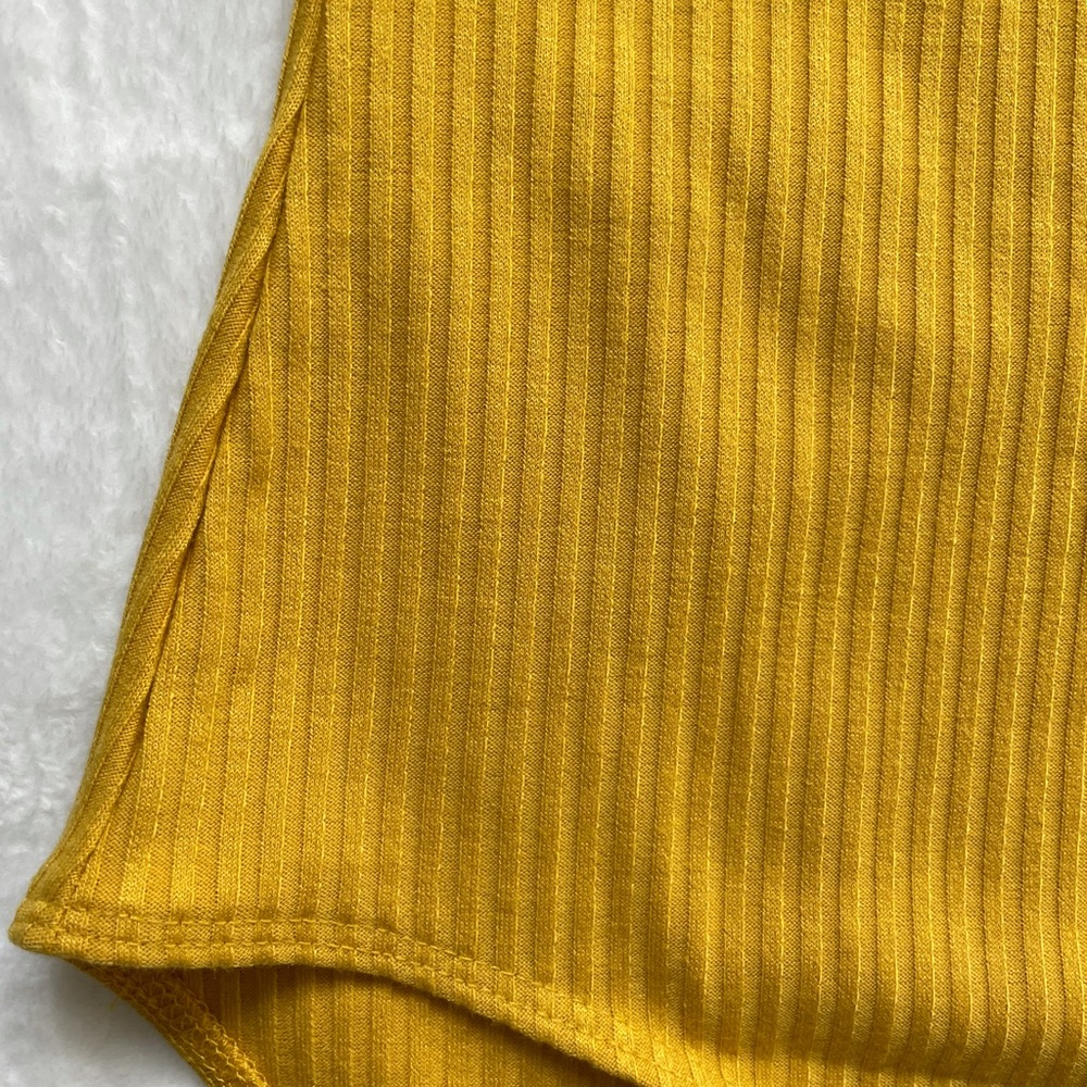 ❗️SOLD❗️ NWT Golden Yellow Ribbed Halter Bodysuit - Picture 9 of 11